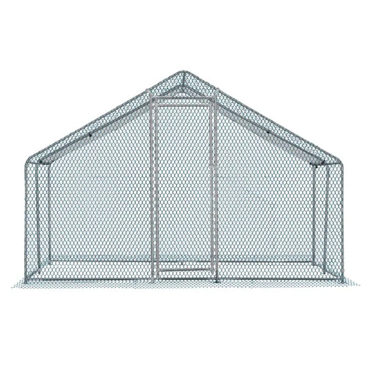 10 X 10 Ft Large Metal Chicken Coop, Walk-in Poultry Cage Chicken Hen Run House With Waterproof Cover