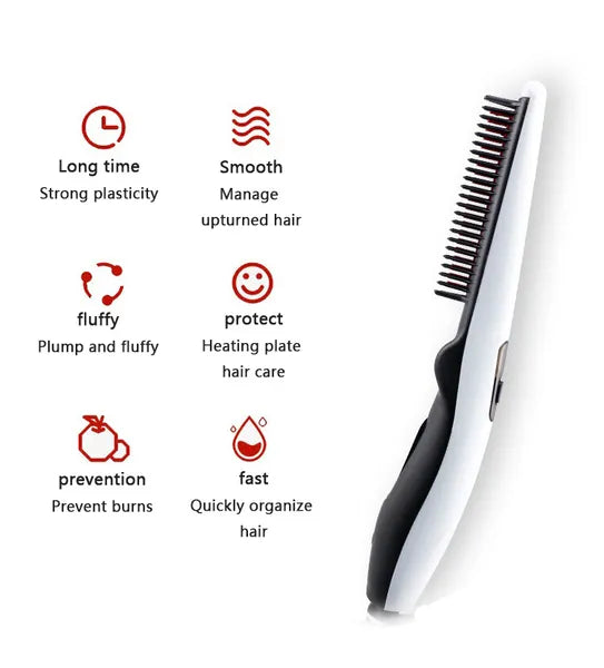 Fast Heated Electric Straight Hair Comb Beard Straightner Brush Styler Men Women - view 2