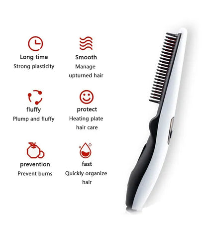 Fast Heated Electric Straight Hair Comb Beard Straightner Brush Styler Men Women - view 2