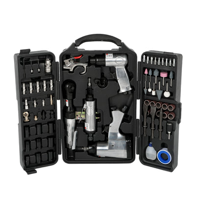 71 Piece Air Tool And Accessories Kit, Impact Wrench, Air Ratchet, Die Grinder, Aire Hammer, Hose Fittings, Storage Case