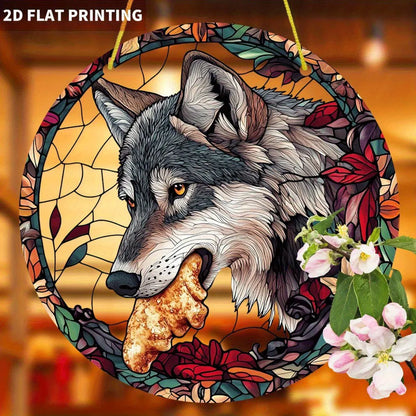 Autumn Floral Bohemian Wolf Acrylic Hanging Wall Art Home Decor Thanksgiving Gift - view 4