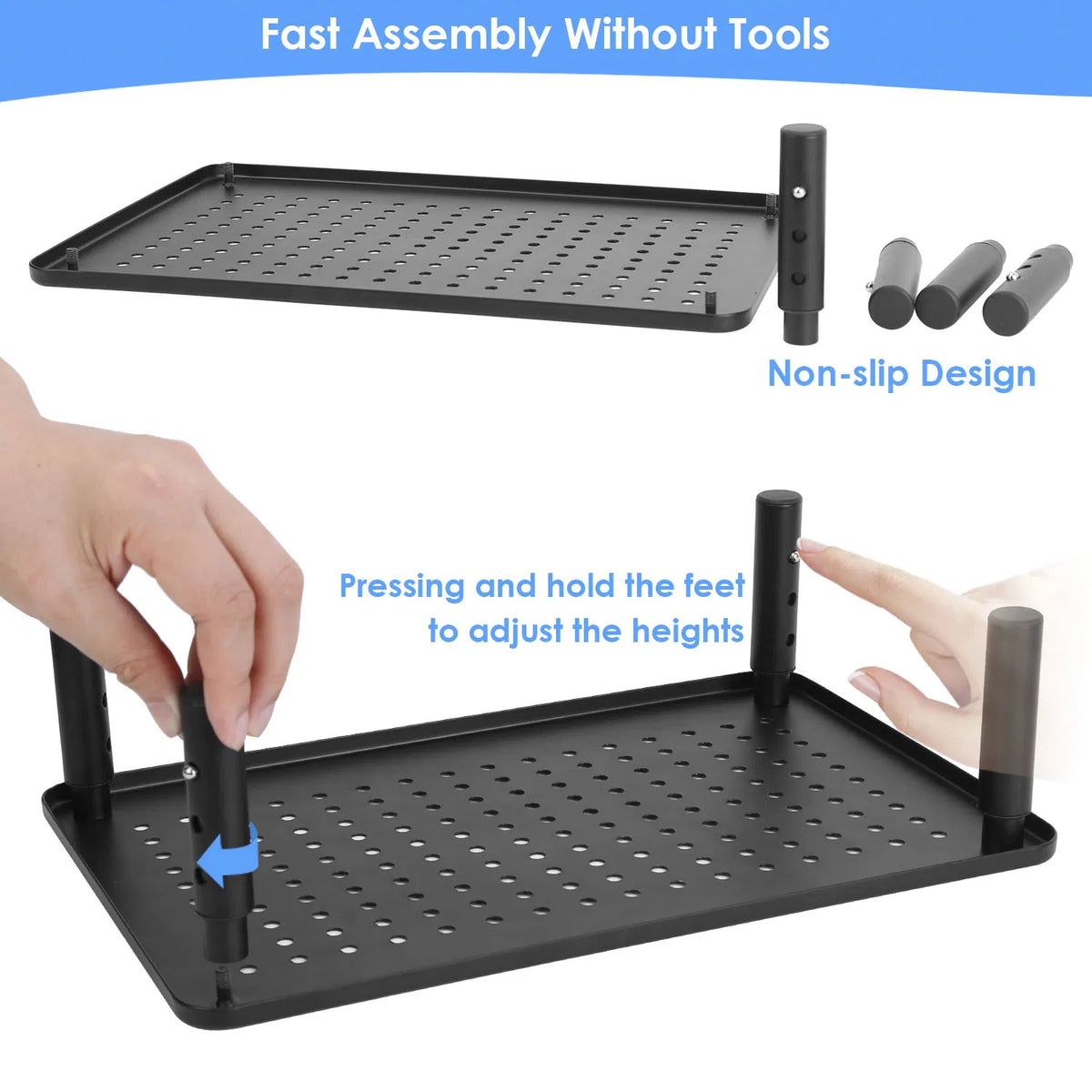 Adjustable Monitor Riser Stand, 3Level Height Adjustable Metal Monitor Stand with Ventilated Mesh Platform - view 7