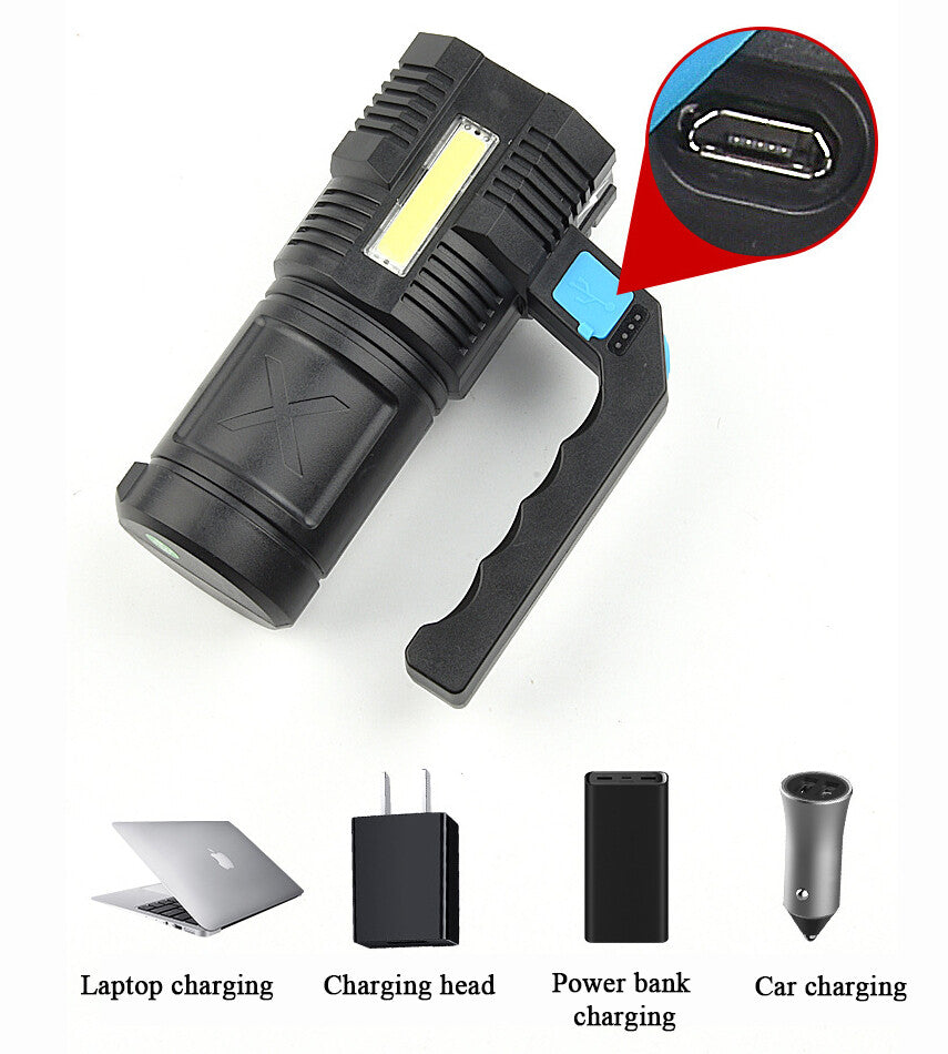 LED Flashlight USB Rechargeable Torch COB Spotlight Camping Light Emergency Lamp 4 Modes Waterproof Work Light - view 4