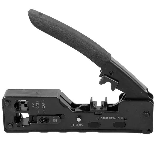 RJ45 Crimping Tool Wire Stripping Cutting Vertical Crimping Network Cable Pliers With Through-hole Cat7 Cat6 Cat5 8P6P