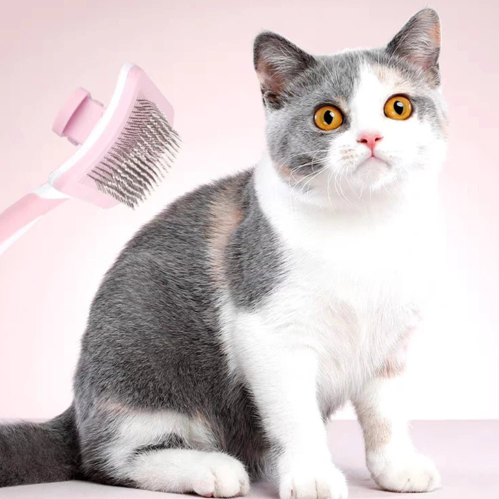Self Cleaning Slicker Brush For Dogs, Cats Pets-One Click Cleaning Function-Gentle Effective Cat - view 4