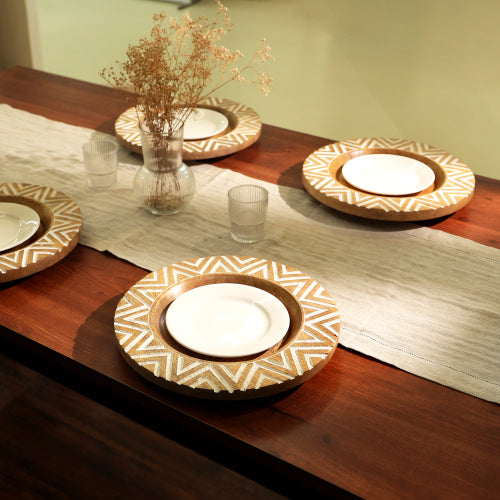 Handcrafted Wood Charger Plate Wooden Dinning Placemat Artisan Wood Tableware - view 2