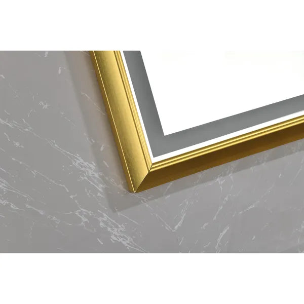 48x30 Inch LED Frontlit Bathroom Mirror with Metal Frame, Wall Mounted Vanity Mirror with Smart Touch Button, Anti-Fog - view 6