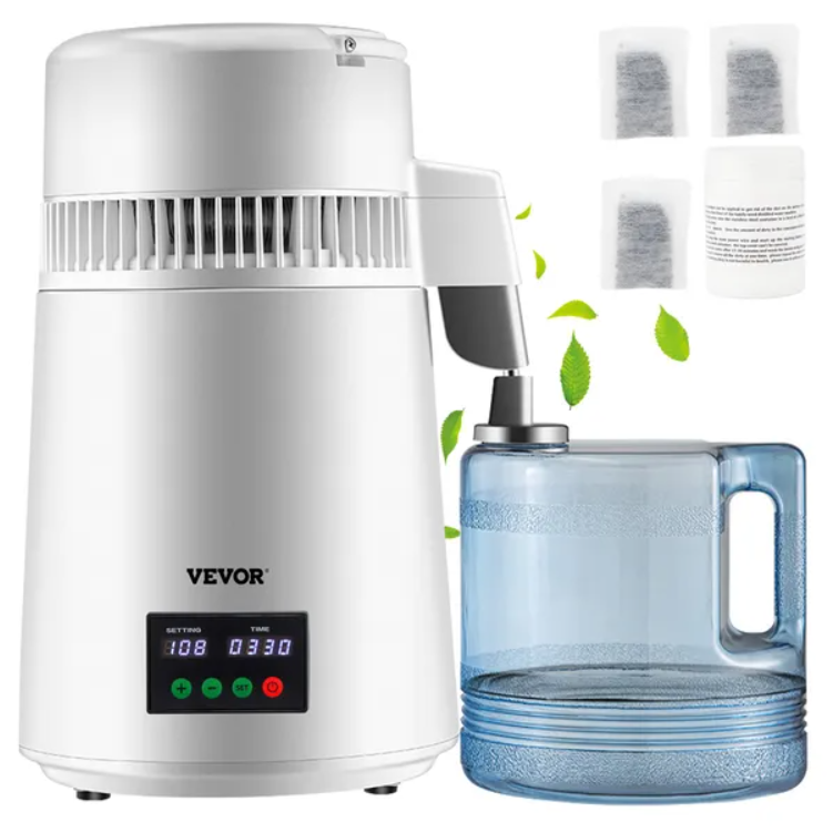 VEVOR 1.1Gal Water Distiller, 0.3Gal H, 750W Distilled Water Maker Machine 0-99H Timing Set Temp Display - view 6