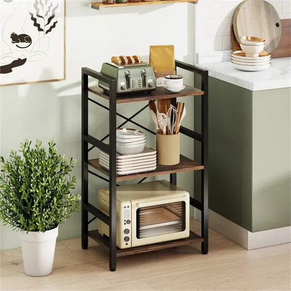 4-Tier Industrial Bookshelf (Rustic Brown+Black), Heavy-Duty Metal Frame & X-Shaped Braces - view 5