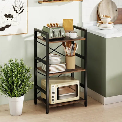 4-Tier Industrial Bookshelf (Rustic Brown+Black), Heavy-Duty Metal Frame & X-Shaped Braces - view 5