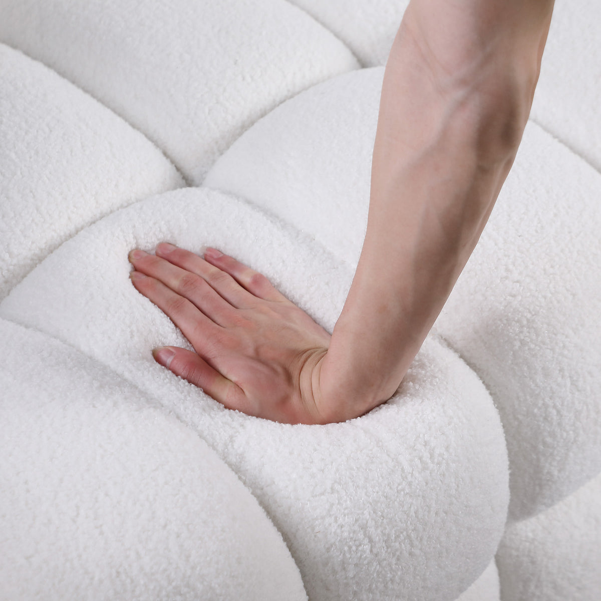 62.2length,35.83inch Deepth,human Body Structure For USA People, Marshmallow Sofa,boucle Sofa,White Color, 2 Seater - view 4