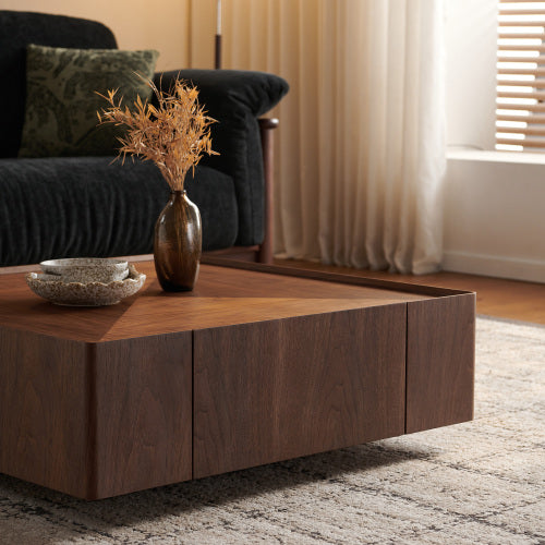35.4-inch Coffee Table, Square Walnut Wood Design, Suitable For Living Room. Walnut Wood Material, Suitable For Bedroom - view 6
