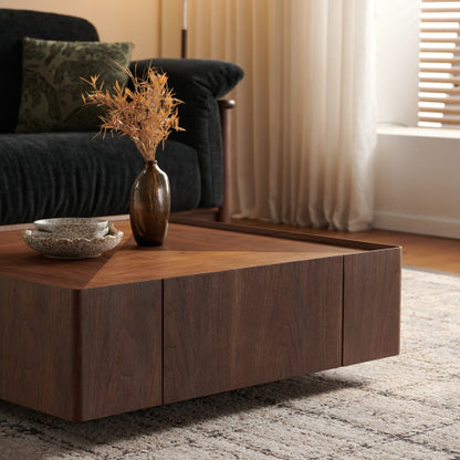 35.4-inch Coffee Table, Square Walnut Wood Design, Suitable For Living Room. Walnut Wood Material, Suitable For Bedroom - view 6