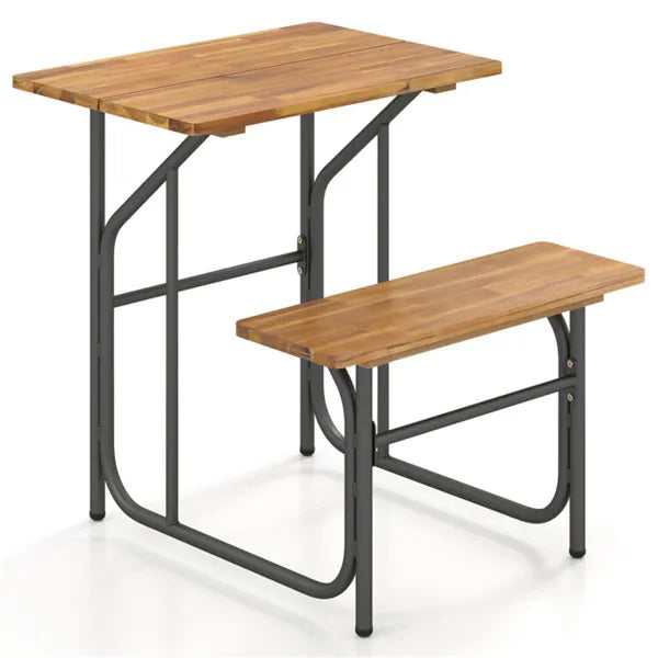 Unique One-Side Acacia Wood Patio Table & Bench Set, Combineable For Picnic & Leisure - view 4