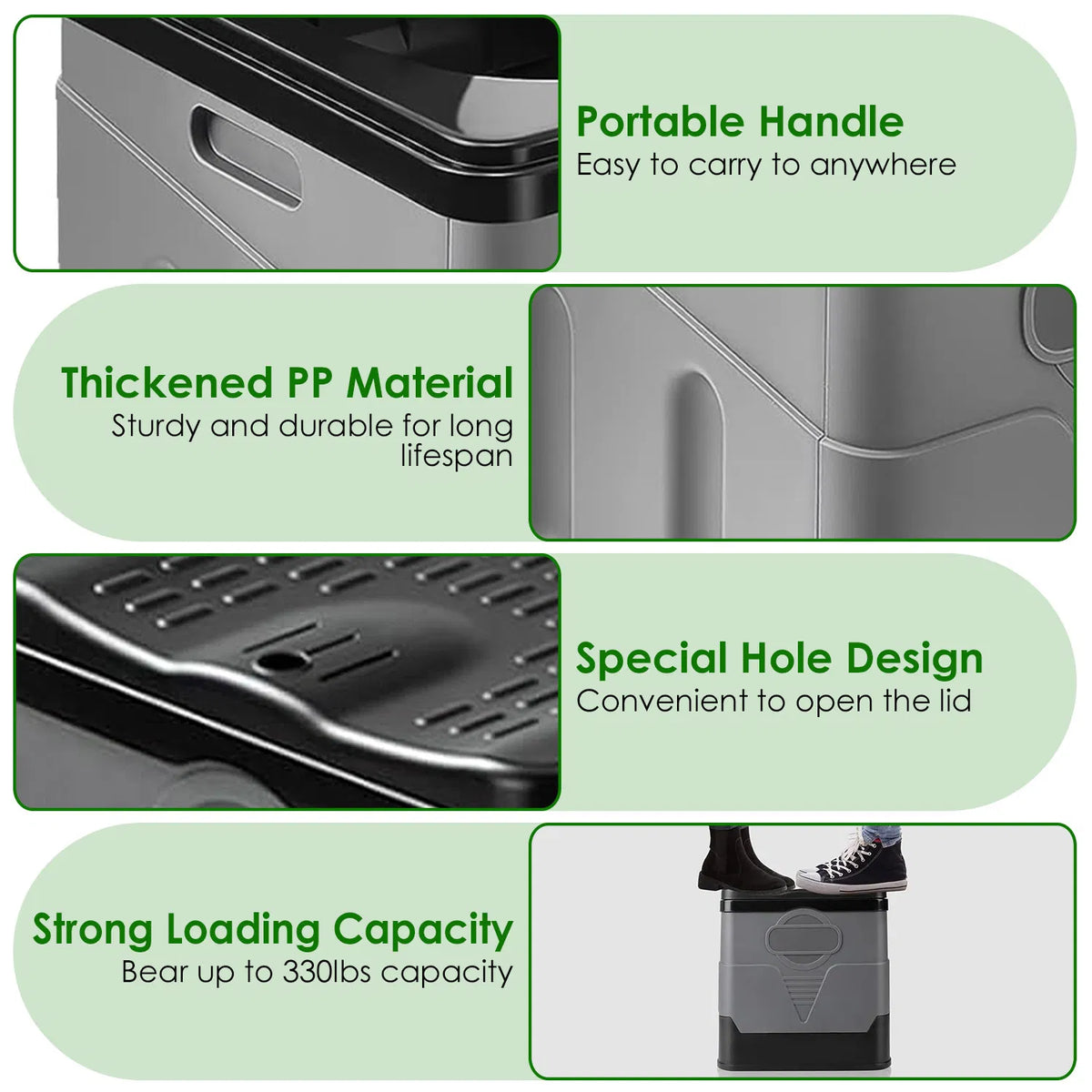 Portable Toilet with Carry Bag Foldable Emergency Toilet with Lid Trash Bags Camping Toilet Foldable Toilet for Car - view 3