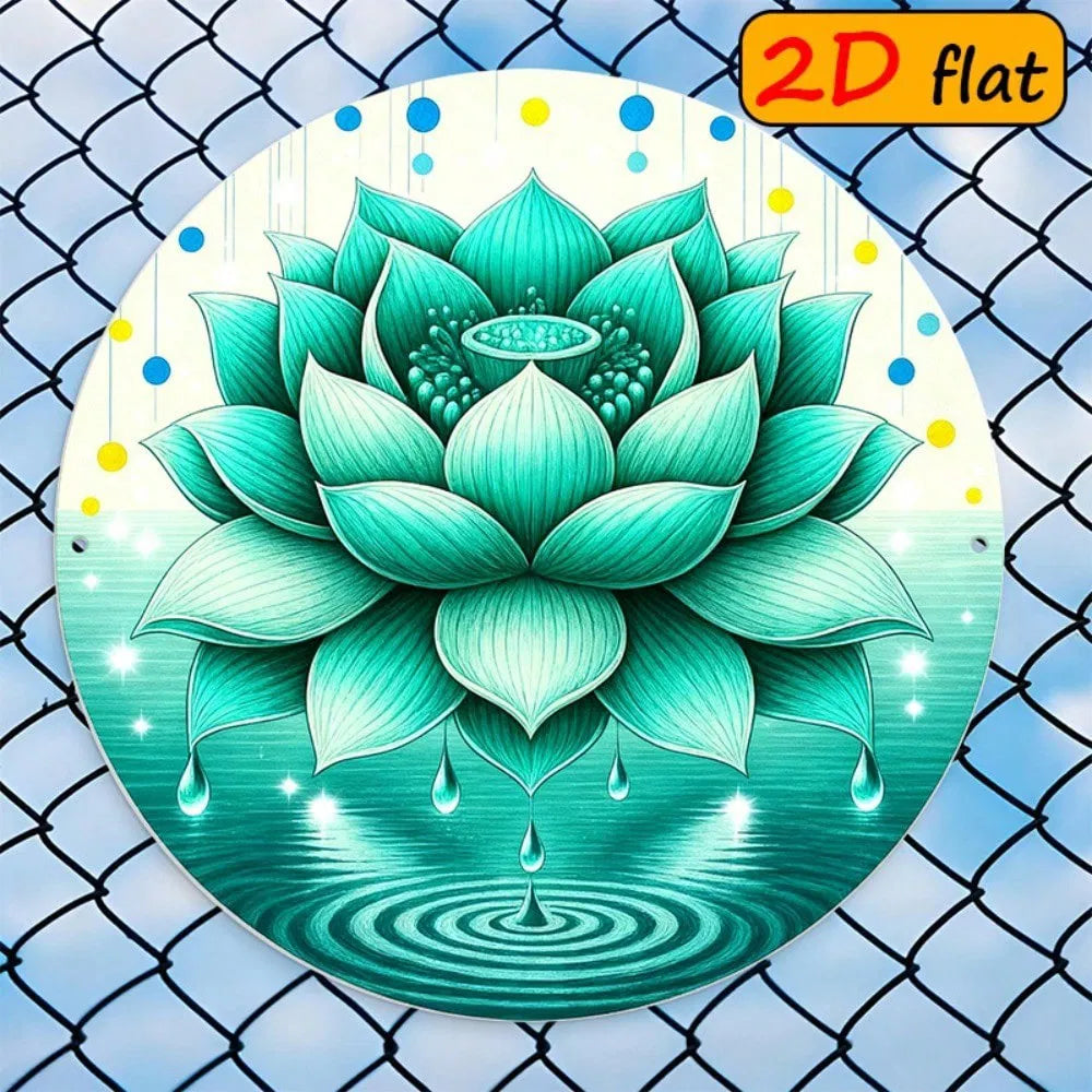 1pc Fresh Green Lotus Droplet Round Sign, Green Lotus Droplet Round Sign, Droplet Round Sign - view 6