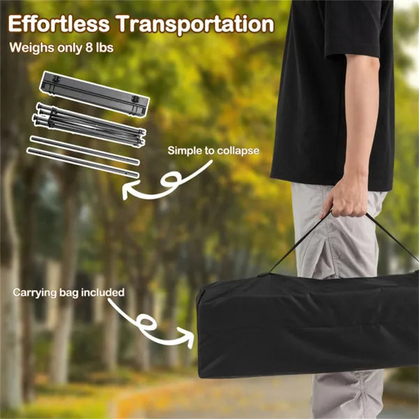 Black 28" Foldable Camping Table With Aluminum Top, 150 Lbs Capacity Portable Picnic Table With Carry Bag - view 2
