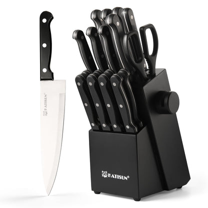19-piece Knife Set, German Steel, Durable, Dishwasher-safe, Kitchen Knife Set With Built-in Sharpener For Chopping
