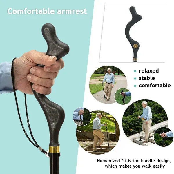 Posture Cane Adjustable Height Walking Stick Hiking Walking Aid Cane - view 4