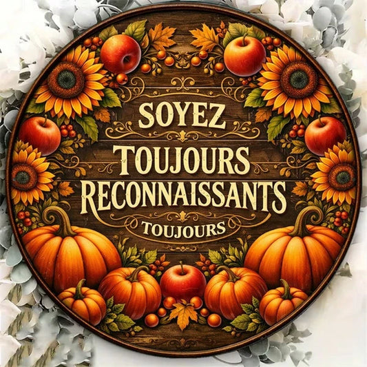 1pc 8x8in Autumn Harvest 2D Flat Round Sign, Harvest 2D Flat Round Sign, Flat Round Sign