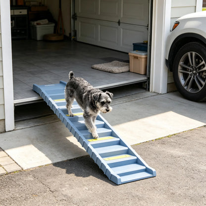 Gray Portable Dog Ramp Foldable Stairs for Medium Small Dogs to Get on Car Truck SUV - view 5