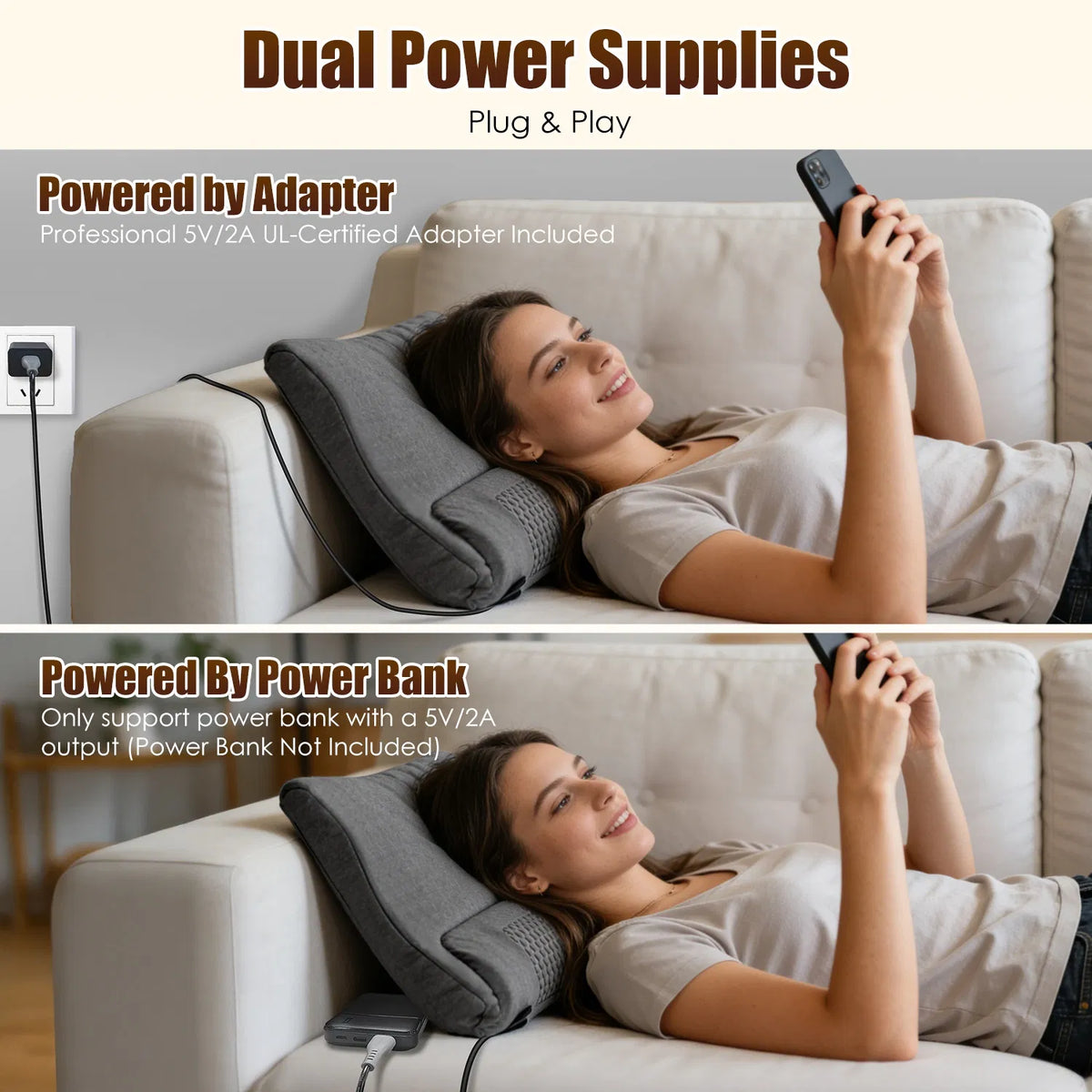 Heated Neck Massager Pillow with 3 Heat Settings (98.6°F-131°F) & 3 Vibration Modes - view 4