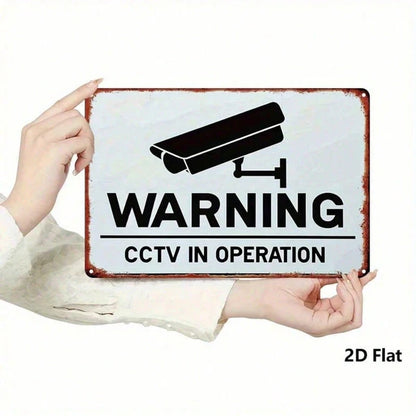1PC Vintage Surveillance Camera Warning Metal Sign, 8x12 Inch Waterproof Rustproof Tin Signage