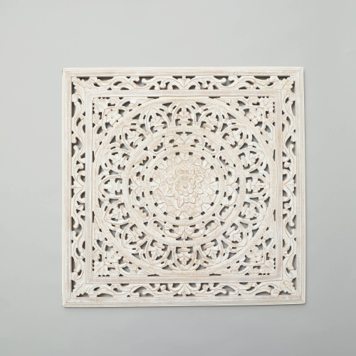 White Square Shape Handcrafted Wooden Wall Decor Elegant Home Accent - view 6