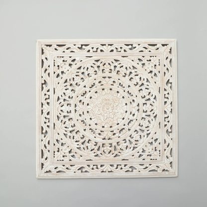 White Square Shape Handcrafted Wooden Wall Decor Elegant Home Accent - view 6