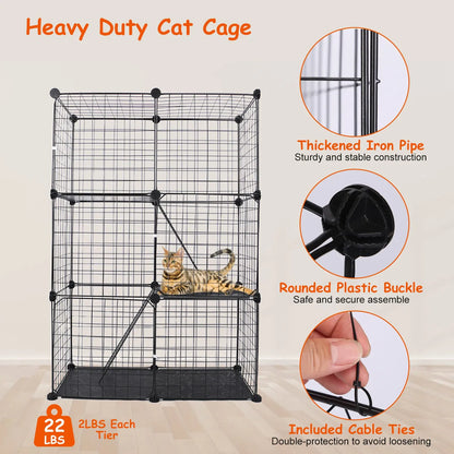 Cat Cage DIY Indoor Pet Home Small Animal House Detachable Playpen with 3 Doors 3 Tiers for Kitten Puppy Bunny - view 3