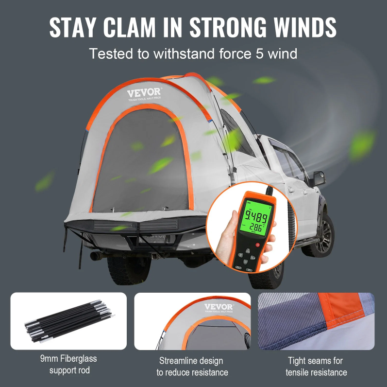 Truck Bed Tent, 5.5'-6' Pickup Truck Tent With Rain Layer And Carry Bag - view 6