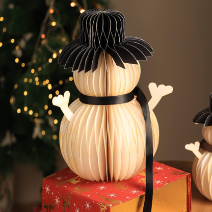 Honeycomb Handmade Paper Snowman -White-Festive - view 4