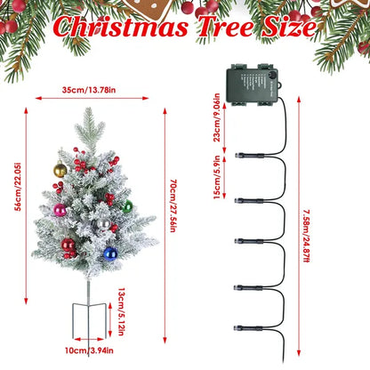 2Pcs Battery Powered Lighted Christmas Tree Urn Filler With Light Artificial Xmas Trees Light With Berries Balls LED - view 7