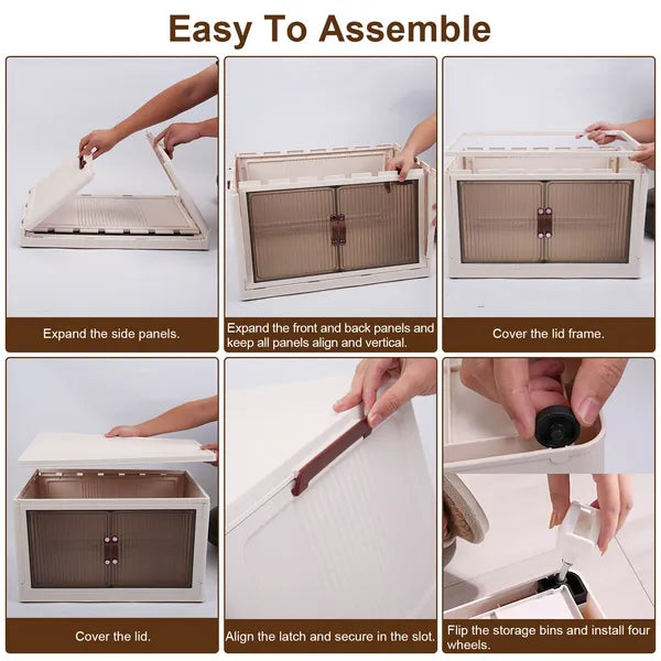 3Pcs Foldable Storage Bins With Lid Front Magnetic Door Collapsible Stackable Closet Organizer Containers With 4Pcs - view 9