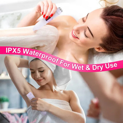 2 In 1 Bikini Trimmer For Women Dual Head Cordless Body Shaver IPX5 Waterproof Rechargeable Pubic Hair Razor Wet - view 8