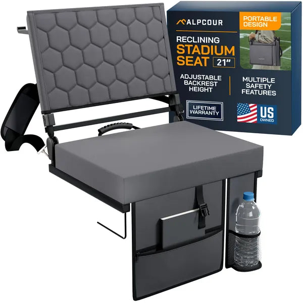 Alpcour Folding Reclining Stadium Seat With Back Support For Bleachers