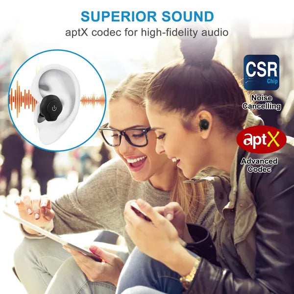 True Wireless Earbuds CSR V4.2 In-ear Stereo Headsets IP44 Waterproof Apt-X TWS Headphones Noise Cancelling - view 4