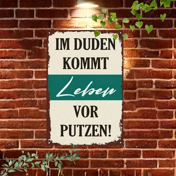 Vintage German Humorous Metal Sign, Quirky Life Quotes 2D Flat Art Wall Decor - view 4