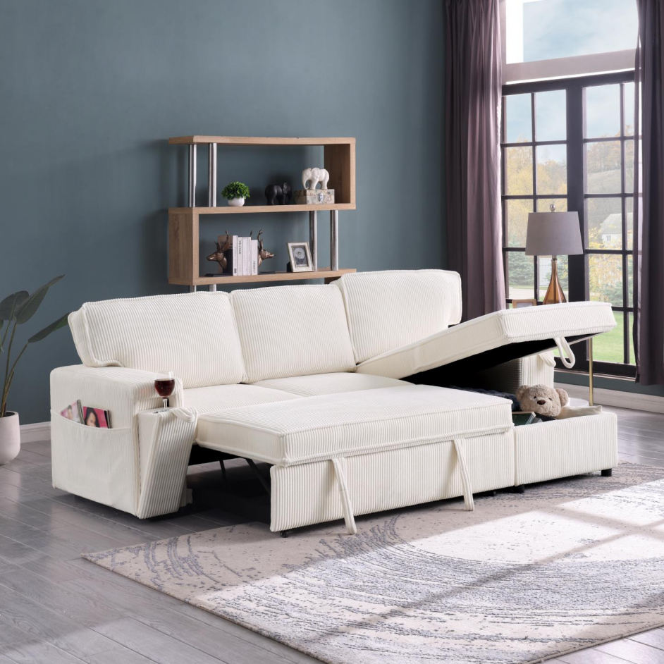 Upholstery Sleeper Sectional Sofa With Storage Space - view 2