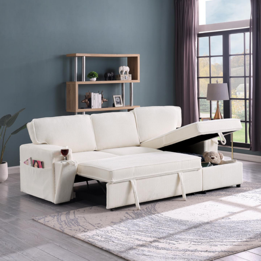 Upholstery Sleeper Sectional Sofa With Storage Space - view 2