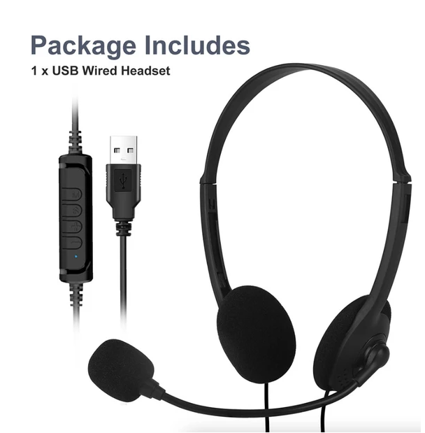 USB Headset Headphone With Microphone Noise Cancelling For PC Computer Call Chat - view 2