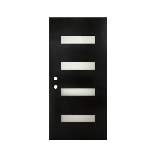 36 X 80 Fiberglass Entry Door Slab Only, Frosted Glass, Black Finishe Knock-Down Fiberglass Door Slab- Contemporary