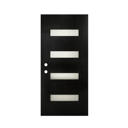 36 X 80 Fiberglass Entry Door Slab Only, Frosted Glass, Black Finishe Knock-Down Fiberglass Door Slab- Contemporary