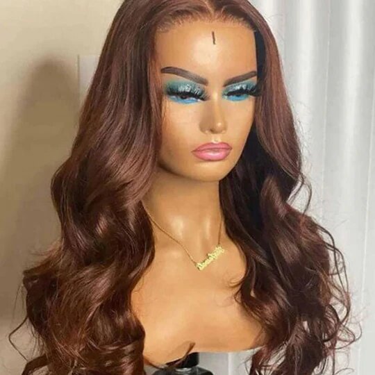 4x4 Lace Closure Human Hair Wig Brown Body Wave Density - view 3