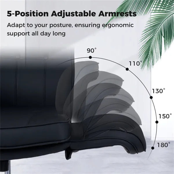 5-Position Adjustable Armrest Criss Cross Chair, Cat Scratch Leather Swivel Desk Chair With Side Pockets - view 3