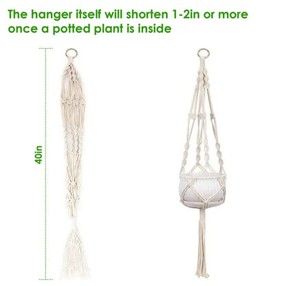 2Pcs Plant Hanger Flowerpot Net Bag 40in Cotton Rope Plant Hangers 4Legs Plant Hanger - view 2