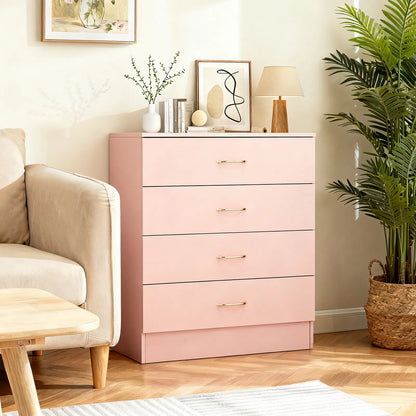 25.98"*12.99"*30.42" 4-Drawer Cabinet Faux Rose Gold Handles Pink - view 10