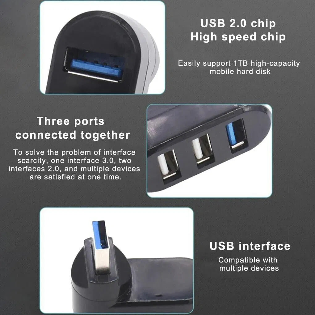 High Speed 3 Port USB 3.0 Multi HUB Splitter Expansion Desktop PC Laptop Adapter - view 5