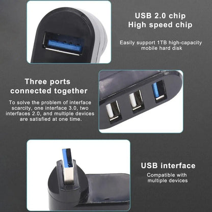 High Speed 3 Port USB 3.0 Multi HUB Splitter Expansion Desktop PC Laptop Adapter - view 5