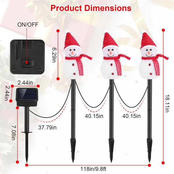 1Pc Solar Powered Lamp 3 Snowmen Outdoor Decorative Christmas Lamp Garden Stake Light IP55 Waterproof Santa Landscape - view 4